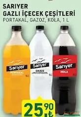 SARIYER GAZLI İÇECEK ÇEŞİTLERİ GAZOZ/KOLA 1 L fiyat ve kampanya bilgisi
